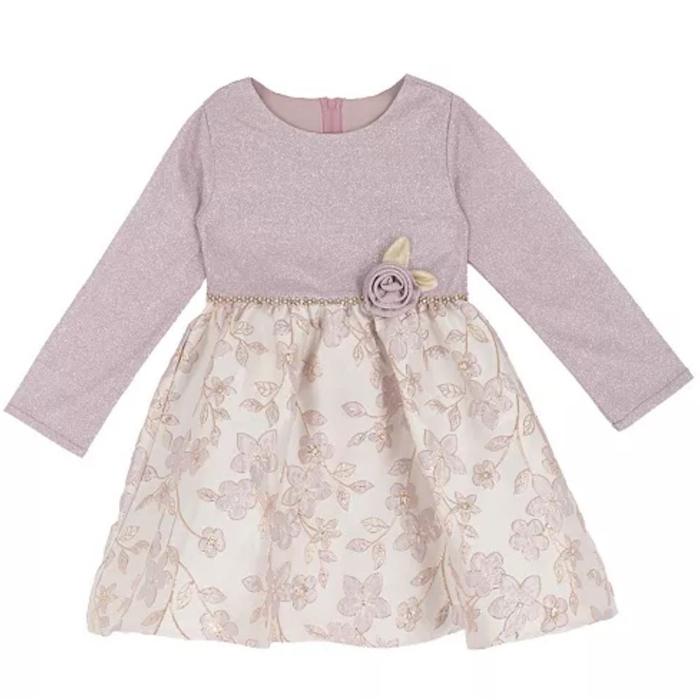 Rare Editions Lavender and Cream Floral Dress